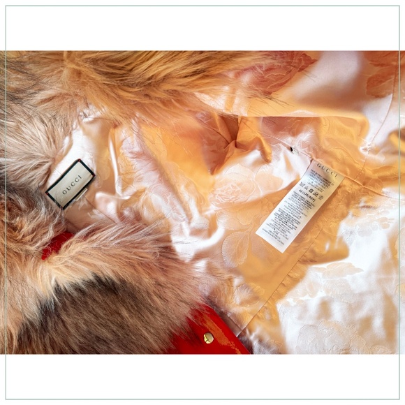 $9995 Gucci Corset Detail Caramel and Apple Red Faux Fur Runway Coat - Picture 13 of 16